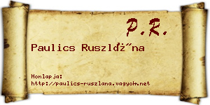 Paulics Ruszlána névjegykártya